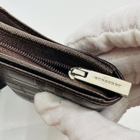 Burberry Check Brown Leather Women's Wallet Authentic - Picture 6 of 10